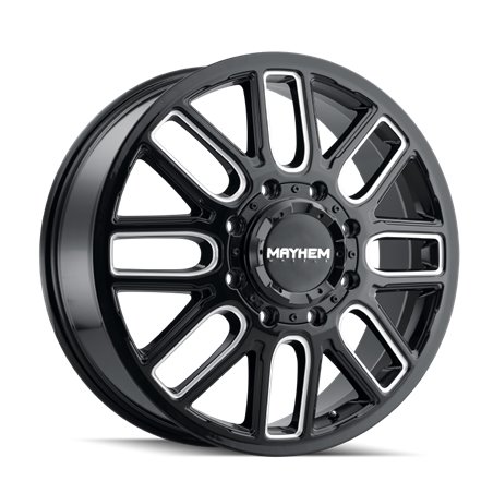 Mayhem 8107D Cogent Dually 22x8.25/8x165.1 BP/115mm Offset/121.3mm Hub Black w/ Milled Spokes Wheel