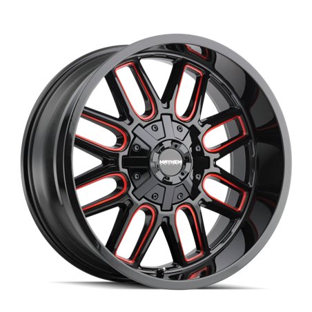 Mayhem 8107 Cogent 20x10 / 8x165.1 BP / -19mm Offset / 130.8mm Hub Black w/ Prism Red Wheel