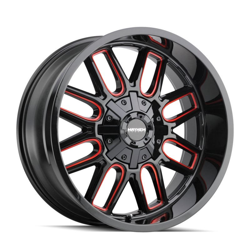 Mayhem 8107 Cogent 20x12 / 8x165.1 BP / -51mm Offset / 130.8mm Hub Black w/ Prism Red Wheel