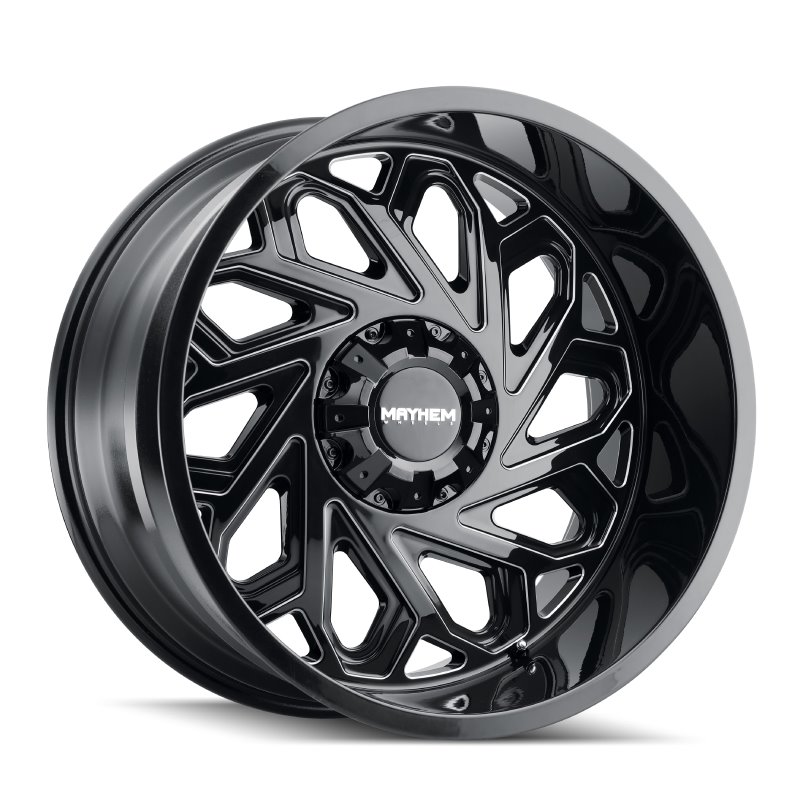 Mayhem 8112 Essex 22x12 / 8x170 BP / -51mm Offset / 125.2mm Hub Black w/ Milled Spokes Wheel