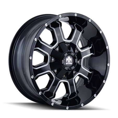 Mayhem 8103 Fierce 20x10 / 8x165.1 BP / -19mm Offset / 130.8mm Hub Black w/ Milled Spokes Wheel