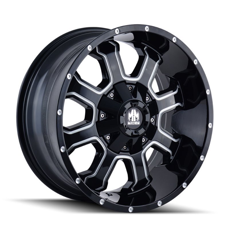 Mayhem 8103 Fierce 17x9 / 8x165.1 BP / -12mm Offset / 130.8mm Hub Black w/ Milled Spokes Wheel