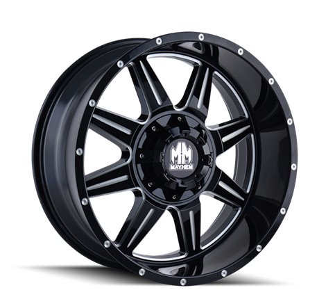 Mayhem 8100 Monstir 17x9 / 8x165.1 BP / -12mm Offset / 130.8mm Hub Black w/ Milled Spokes Wheel