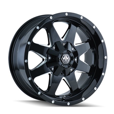 Mayhem 8040 Tank 20x9 / 5x114.3 BP / -12mm Offset / 87mm Hub Black w/ Milled Spokes Wheel