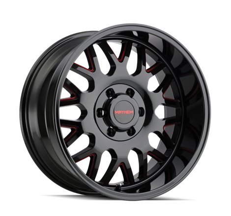 Mayhem 8110 Tripwire 20x10 / 8x165.1 BP / -19mm Offset / 130.8mm Hub Black w/ Prism Red Wheel