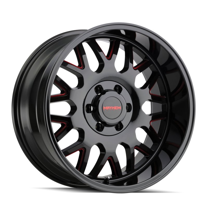 Mayhem 8110 Tripwire 20x10 / 8x165.1 BP / -19mm Offset / 130.8mm Hub Black w/ Prism Red Wheel