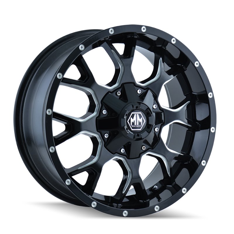 Mayhem 8015 Warrior 20x10 / 8x165.1 BP / -25mm Offset / 130.8mm Hub Black w/ Milled Spokes Wheel