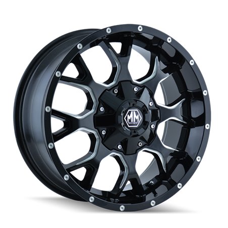 Mayhem 8015 Warrior 22x12 / 8x165.1 BP / -44mm Offset / 130.8mm Hub Black w/ Milled Spokes Wheel