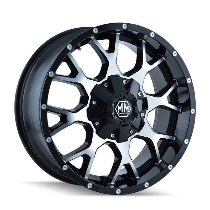 Mayhem 8015 Warrior 20x10 / 8x165.1 BP / -25mm Offset / 130.8mm Hub Black/Machined Face Wheel