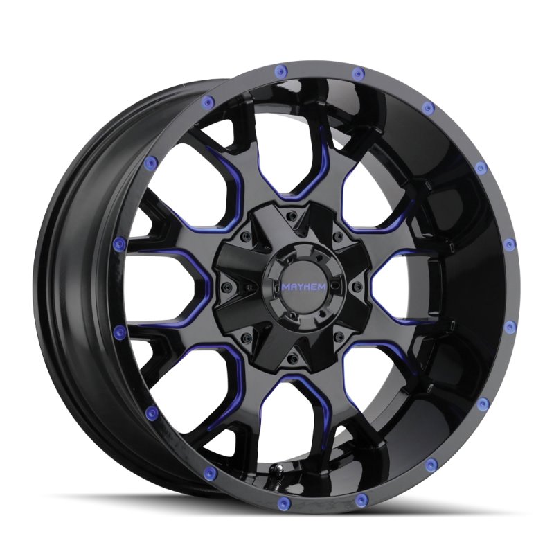 Mayhem 8015 Warrior 20x10 / 8x165.1 BP / -25mm Offset / 130.8mm Hub Black w/ Prism Blue Wheel