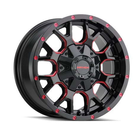 Mayhem 8015 Warrior 17x9 / 8x165.1 BP / -12mm Offset / 130.8mm Hub Black w/ Prism Red Wheel