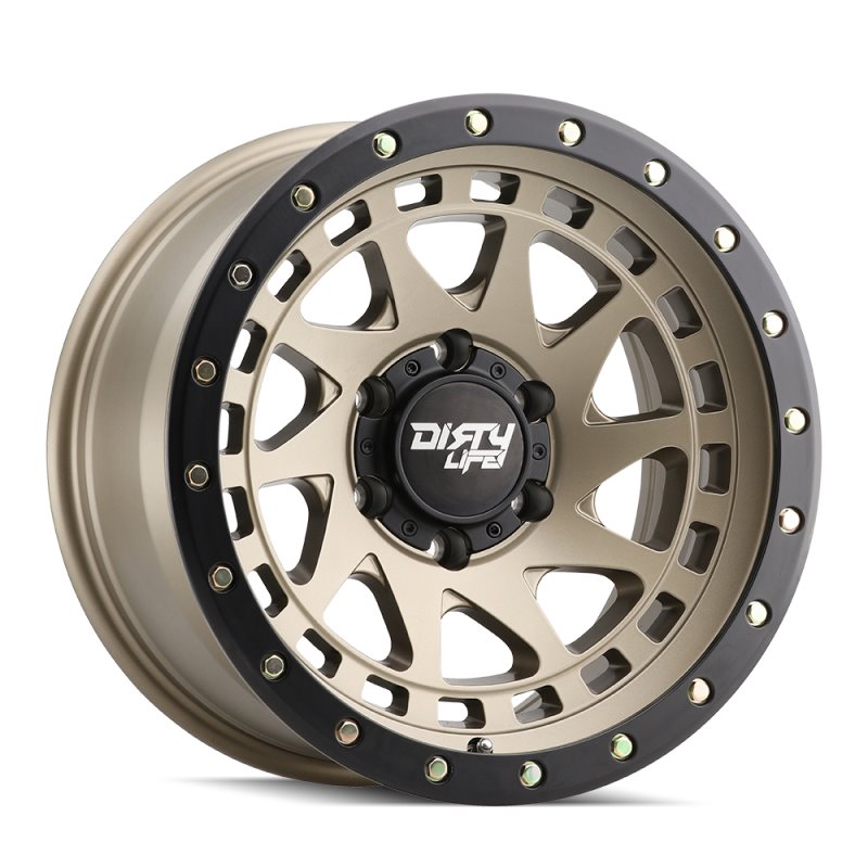 Dirty Life 9311 Enigma Pro 17x9/6x139.7 BP/-12mm Offset/106mm Hub Satin Gold Wheel - Beadlock