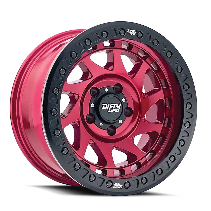 Dirty Life 9313 Enigma Race 17x9 / 8x165.1 BP / -12mm Offset / 130.8mm Hub Crimson Candy Red Wheel