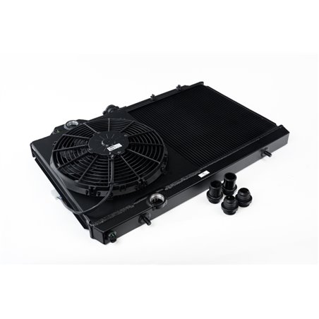 CSF 96-07 Mitsubishi Evo 4/5/6/7/8/9 Full-Slim Radiator w/12in Fan & Shroud/-16AN - Black