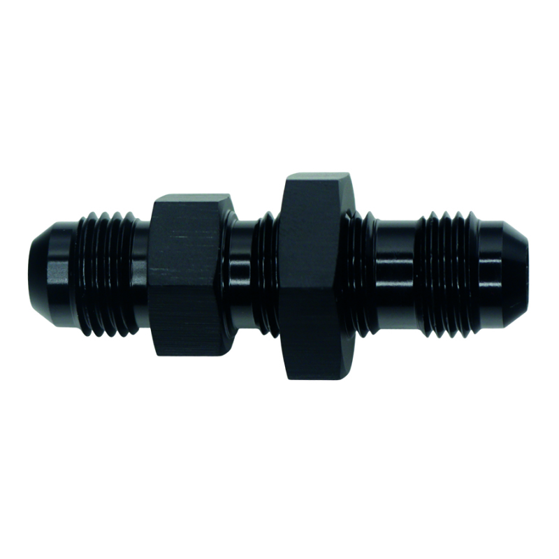 DeatschWerks 6AN Male Flare to 6AN Male Flare Bulkhead Adapter (Incl Nut) - Anodized Matte Black