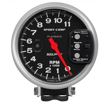 Autometer Sport-Comp Tachometer 5in 11K RPM Pedestal with RPM playback