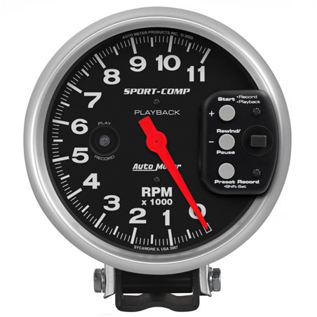 Autometer Sport-Comp Tachometer 5in 11K RPM Pedestal with RPM playback