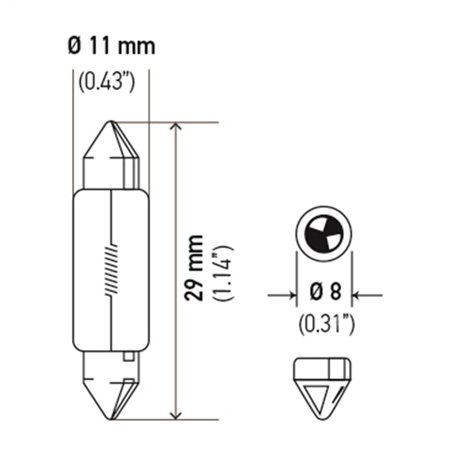 Hella Bulb 6430 24V 3W SV7-8 T2.5 8x29mm