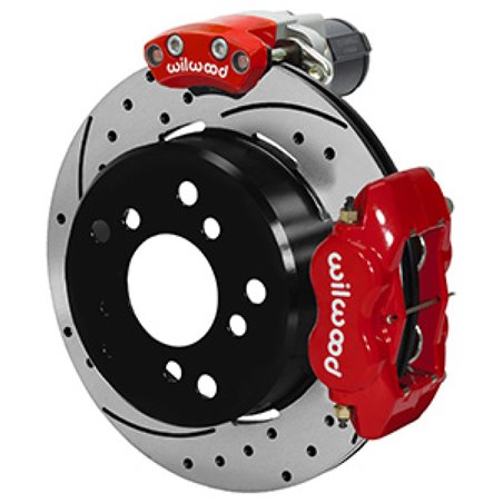 Wilwood Forged Dynalite Rear Electronic Parking Brake Kit - Red Powder Coat Caliper - D/S Rotor