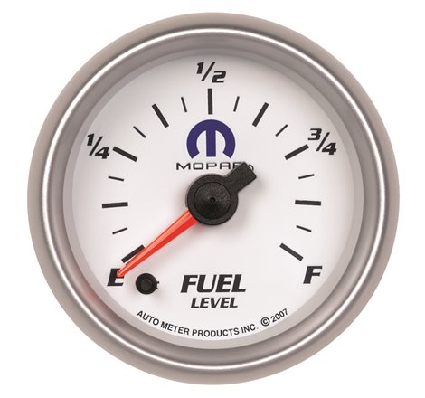 AutoMeter Gauge Fuel Level 2-1/16in. 0-280 Ohm Programmable White Mopar