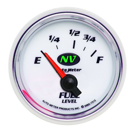 AutoMeter Gauge Fuel Level 2-1/16in. 73 Ohm(e) to 10 Ohm(f) Elec NV