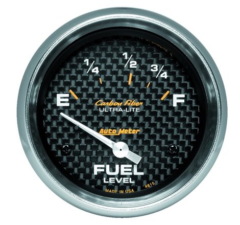 AutoMeter Gauge Fuel Level 2-5/8in. 73 Ohm(e) to 10 Ohm(f) Elec Carbon Fiber