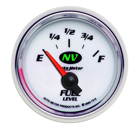 AutoMeter Gauge Fuel Level 2-1/16in. 240 Ohm(e) to 33 Ohm(f) Elec NV