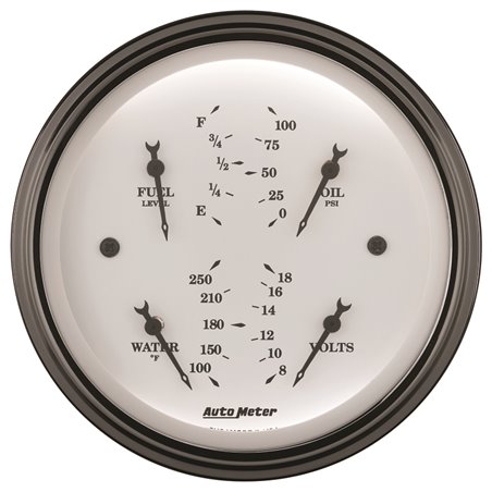 AutoMeter Gauge Quad 3-3/8in. 0 Ohm(e) to 90 Ohm(f)Elec Old Tyme White