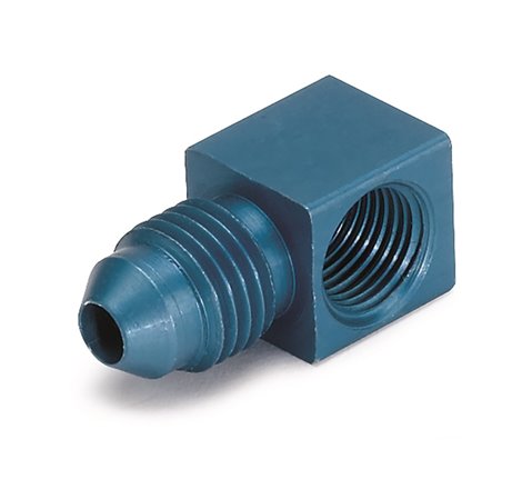 AutoMeter Fitting Adapter 90 Deg. 1/8in. NPT Female To -4AN Male Aluminum Blue Anodized