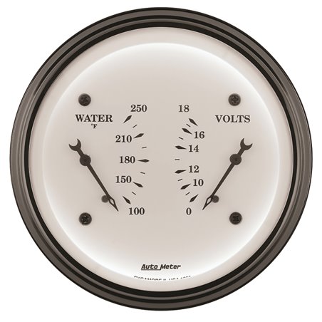 AutoMeter Gauge Dual Wtmp & Volt 3-3/8in. 250 Deg. F & 18V Elec Old Tyme White