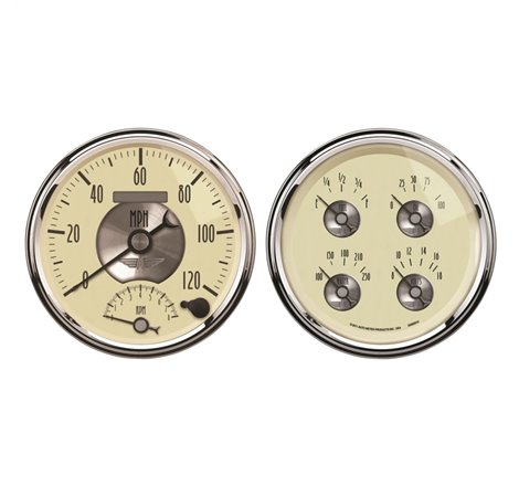 AutoMeter Gauge Kit 2 Pc. Quad & Tach/Speedo 5in. Prestige Antq. Ivory