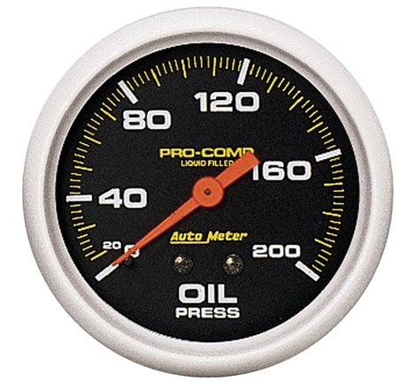 AutoMeter Gauge Oil Press 2-5/8in. 200PSI Liquid Filled Mech Pro-Comp