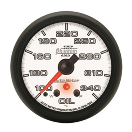 AutoMeter Gauge Oil Temp 2-5/8in. 340 Deg. F Stepper Motor W/ Peak & Warn Phantom II