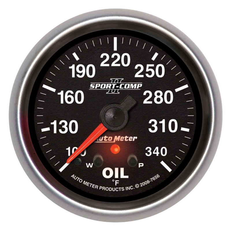 AutoMeter Gauge Oil Temp 2-5/8in. 340 Deg. F Stepper Motor W/ Peak & Warn Sport-Comp II