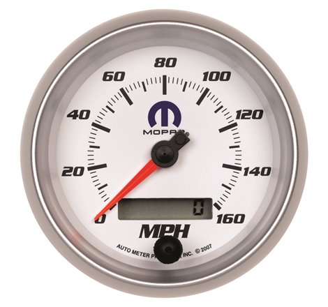 AutoMeter Gauge Speedometer 3-3/8in. 160MPH Elec. Programmable White Mopar