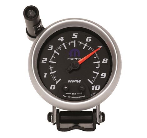 AutoMeter Gauge Tach 3-3/4in. 10K RPM Pedestal W/ Ext. Quick-Lite Black Mopar