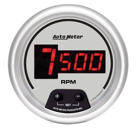 AutoMeter Gauge Tach 3-3/8in. 10K RPM In-Dash Digital Silver Dial W/ Red Led