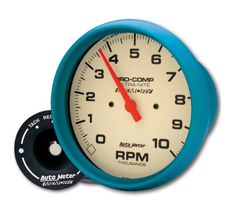 AutoMeter Gauge Tach 5in. 10K RPM In-Dash W/Peak Memory Glow In Dark Ultra-Nite