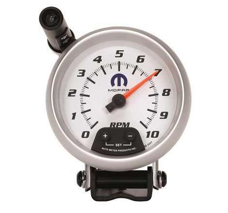 AutoMeter Gauge Tachometer 3-3/4in. 10K RPM Pedestal W/ Ext. Quick-Lite White Mopar