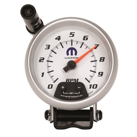 AutoMeter Gauge Tachometer 3-3/4in. 10K RPM Pedestal W/ Ext. Quick-Lite White Mopar