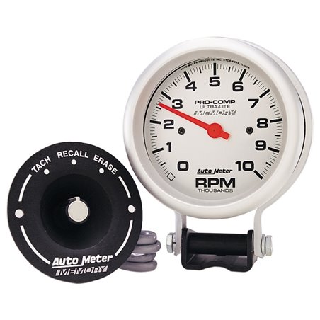 AutoMeter Gauge Tachometer 3-3/4in. 10K RPM Pedestal W/ Peak Memory Ultra-Lite