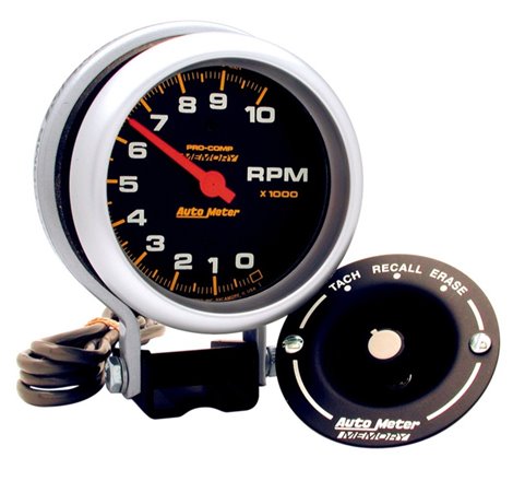 AutoMeter Gauge Tachometer 3-3/4in. 10K RPM Pedestal W/Peak Memory Pro-Comp