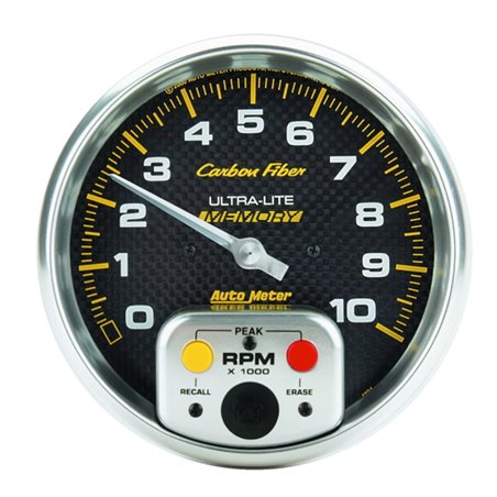 AutoMeter Gauge Tachometer 5in. 10K RPM In-Dash W/ Peak Memory Carbon Fiber