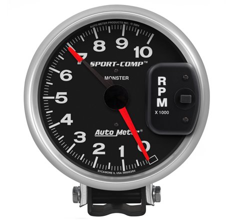 AutoMeter Gauge Tachometer 5in. 10K RPM Pedestal W/ Red Line Sport-Comp