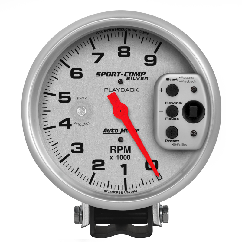 AutoMeter Gauge Tachometer 5in. 9K RPM Pedestal W/ RPM Playback Ultra-Lite