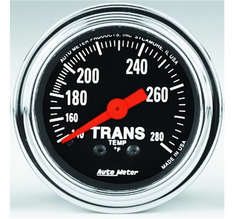 AutoMeter Gauge Trans Temp 2-1/16in. 140-280 Deg. F Mechanical 8ft. Traditional Chrome