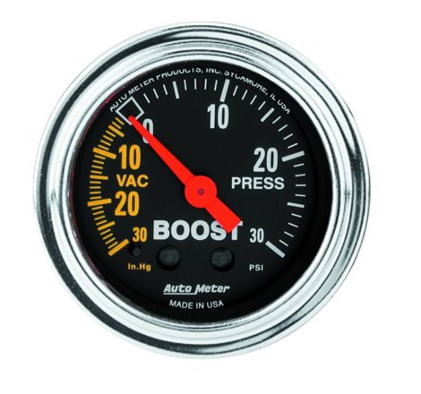 AutoMeter Gauge Vac/Boost 2-1/16in. 30Inhg-30PSI Mechanical Traditional Chrome