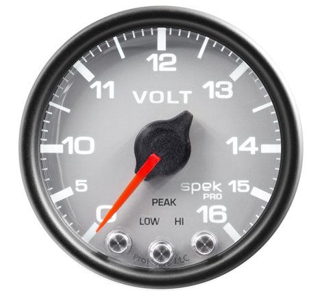 AutoMeter Gauge Voltmeter 2-1/16in. 16V Stepper Motor W/Peak & Warn Slvr/Blk Spek-Pro