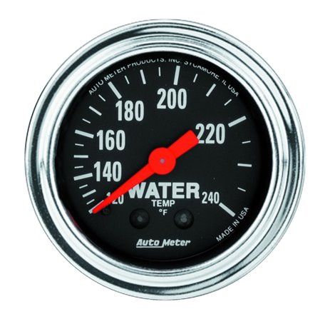 AutoMeter Gauge Water Temp 2-1/16in. 120-240 Deg. F Mechanical 12ft. Traditional Chrome