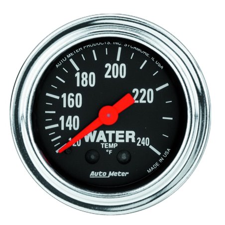 AutoMeter Gauge Water Temp 2-1/16in. 120-240 Deg. F Mechanical 12ft. Traditional Chrome